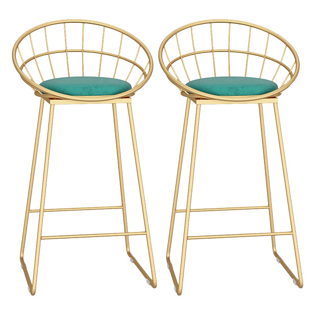 Glam Metal Bar and Counter Stool Low Back Stool with Sled Base