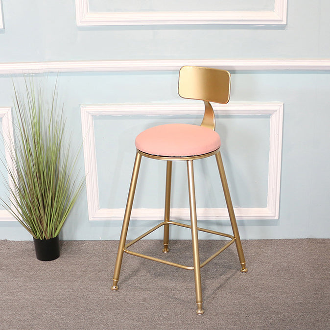 Glam Metal Bar and Counter Stool Low Back Stool with 4 Gold Legs