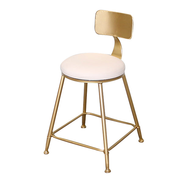 Glam Metal Bar and Counter Stool Low Back Stool with 4 Gold Legs