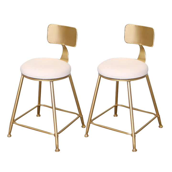 Glam Metal Bar and Counter Stool Low Back Stool with 4 Gold Legs