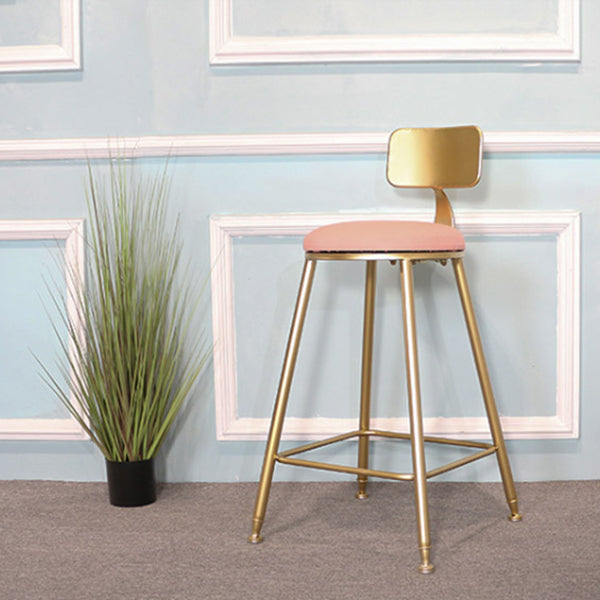 Glam Metal Bar and Counter Stool Low Back Stool with 4 Gold Legs