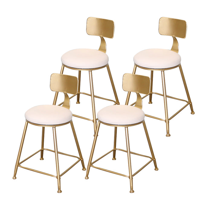 Glam Metal Bar and Counter Stool Low Back Stool with 4 Gold Legs