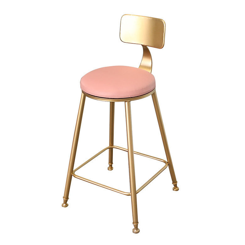 Glam Metal Bar and Counter Stool Low Back Stool with 4 Gold Legs