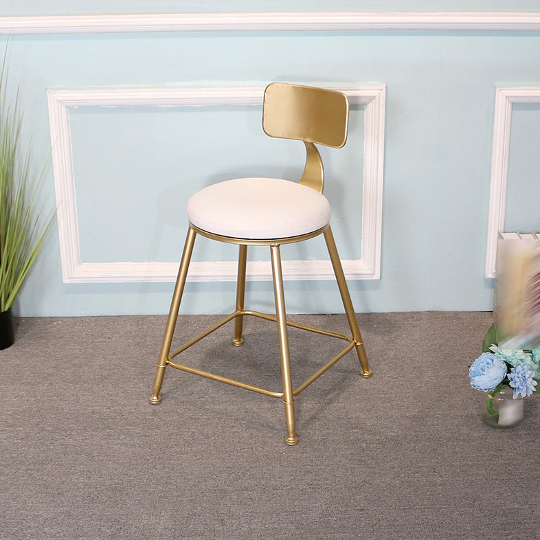 Glam Metal Bar and Counter Stool Low Back Stool with 4 Gold Legs