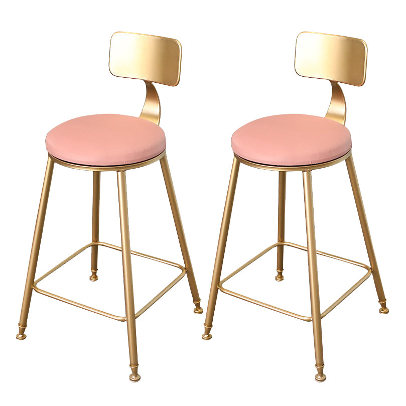 Glam Metal Bar and Counter Stool Low Back Stool with 4 Gold Legs