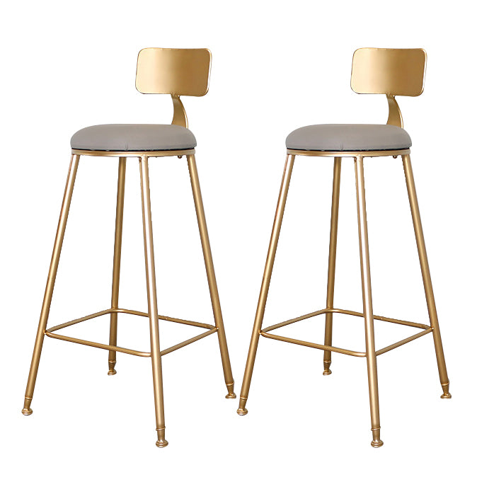 Glam Metal Bar and Counter Stool Low Back Stool with 4 Gold Legs