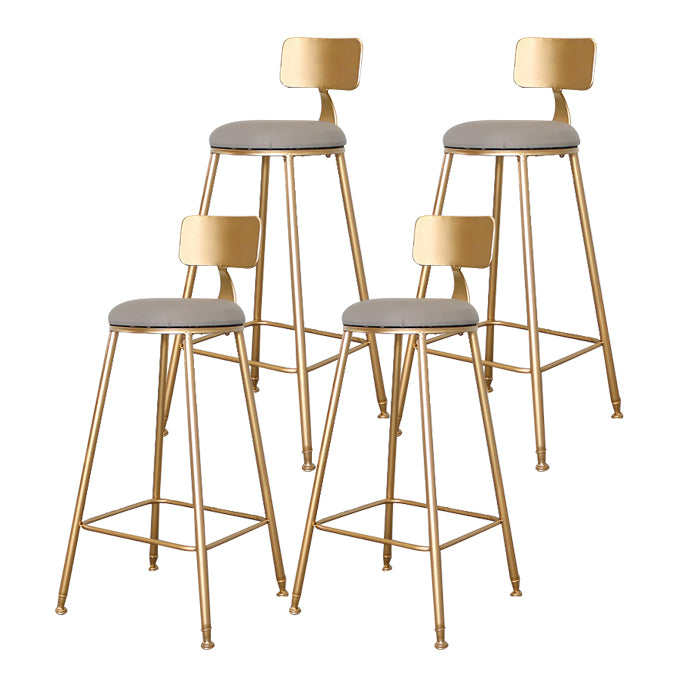 Glam Metal Bar and Counter Stool Low Back Stool with 4 Gold Legs