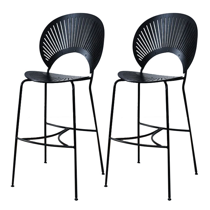 Contemporary Wood Bar and Counter Stool Low Back Stool with 4 Legs