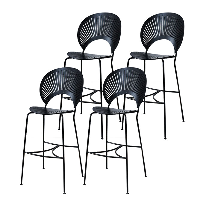 Contemporary Wood Bar and Counter Stool Low Back Stool with 4 Legs