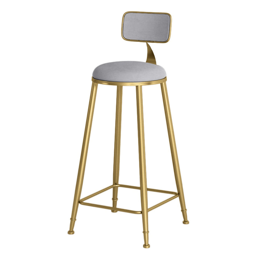 Glam Round Bar and Counter Stool Low Back Stool with 4 Gold Legs