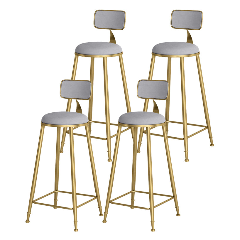 Glam Round Bar and Counter Stool Low Back Stool with 4 Gold Legs