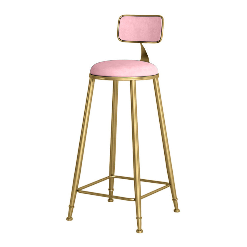 Glam Round Bar and Counter Stool Low Back Stool with 4 Gold Legs