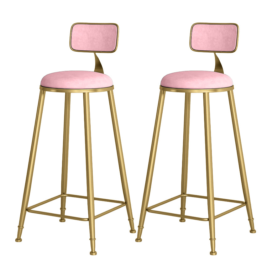 Glam Round Bar and Counter Stool Low Back Stool with 4 Gold Legs