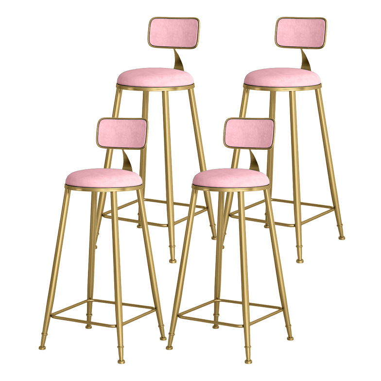 Glam Round Bar and Counter Stool Low Back Stool with 4 Gold Legs