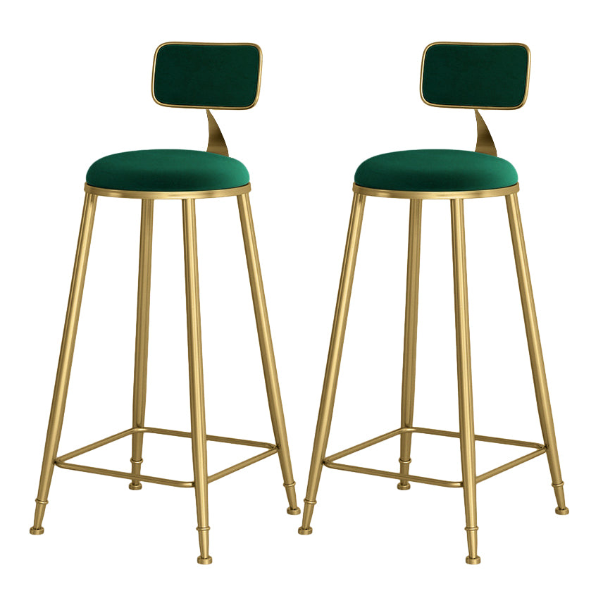 Glam Round Bar and Counter Stool Low Back Stool with 4 Gold Legs