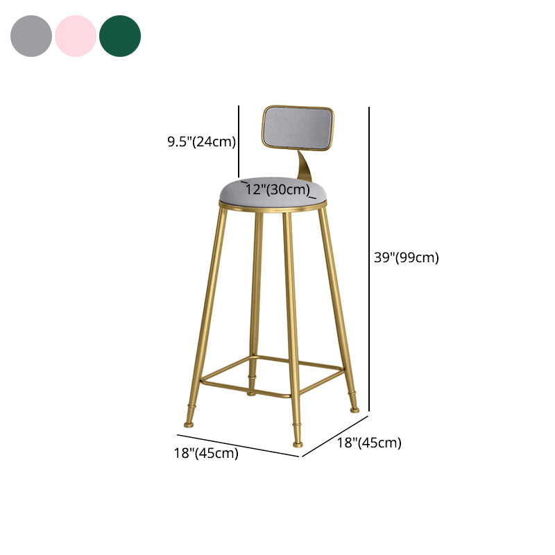 Glam Round Bar and Counter Stool Low Back Stool with 4 Gold Legs