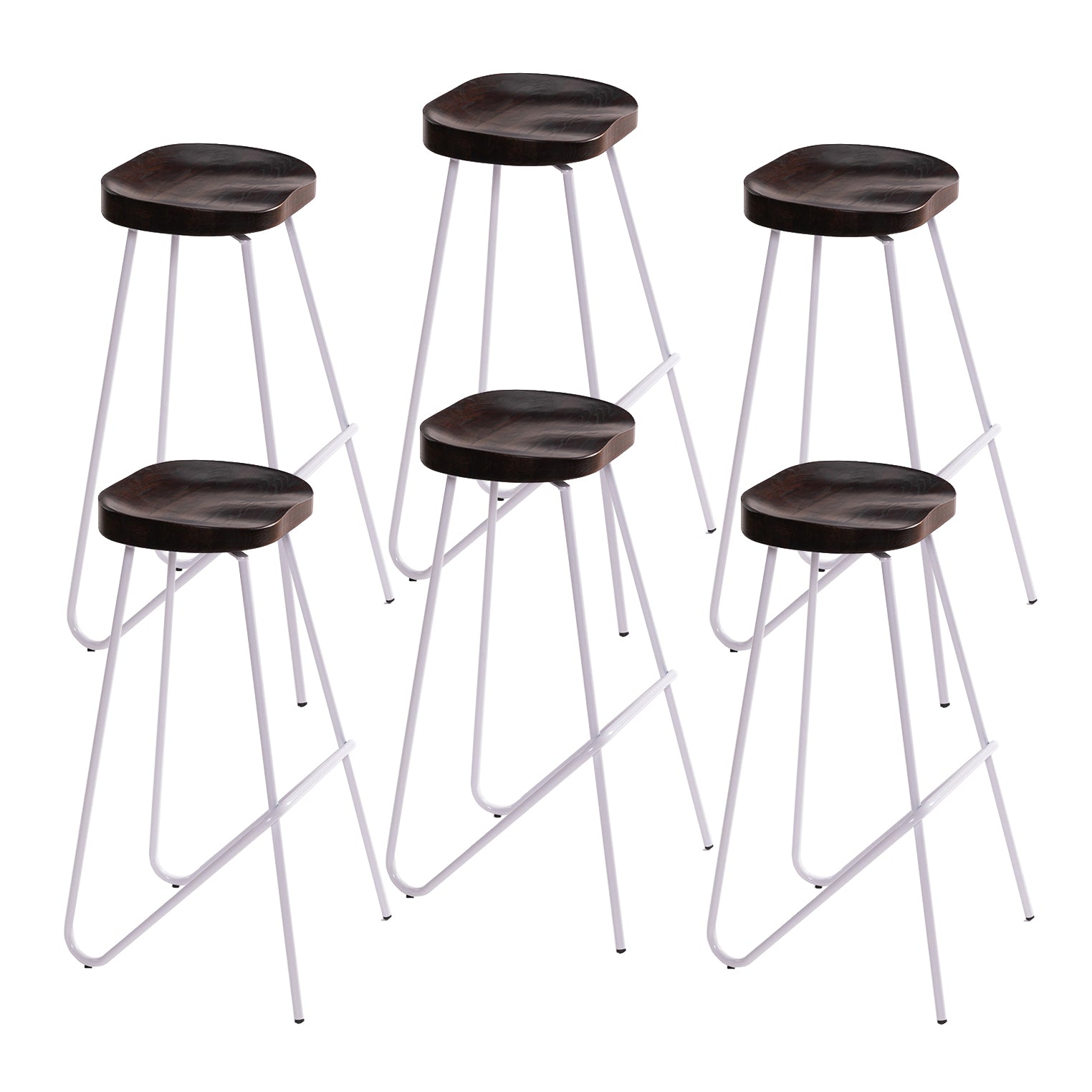 Industrial Bar and Counter Stool Solid Wood Stool with White Base