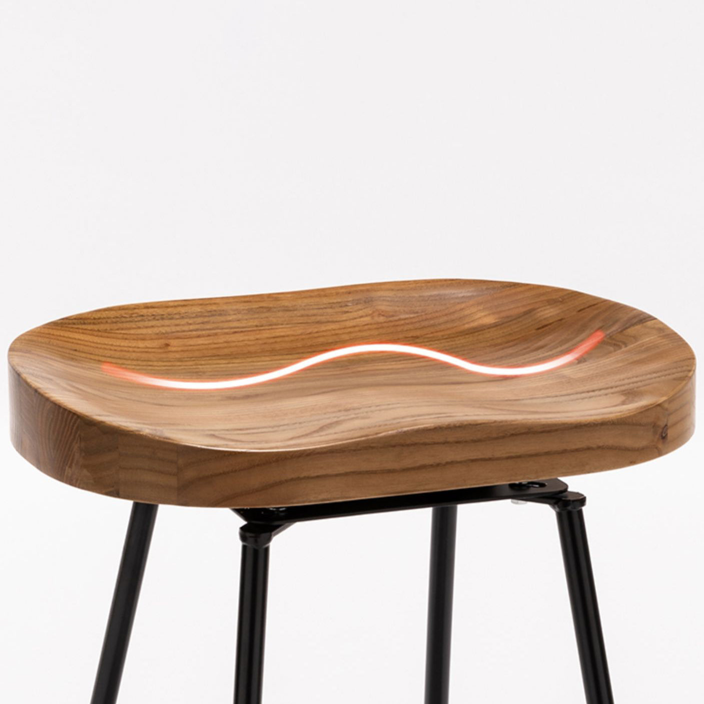 Industrial Bar and Counter Stool Solid Wood Stool with White Base