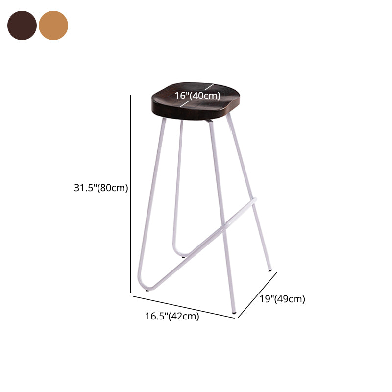 Industrial Bar and Counter Stool Solid Wood Stool with White Base