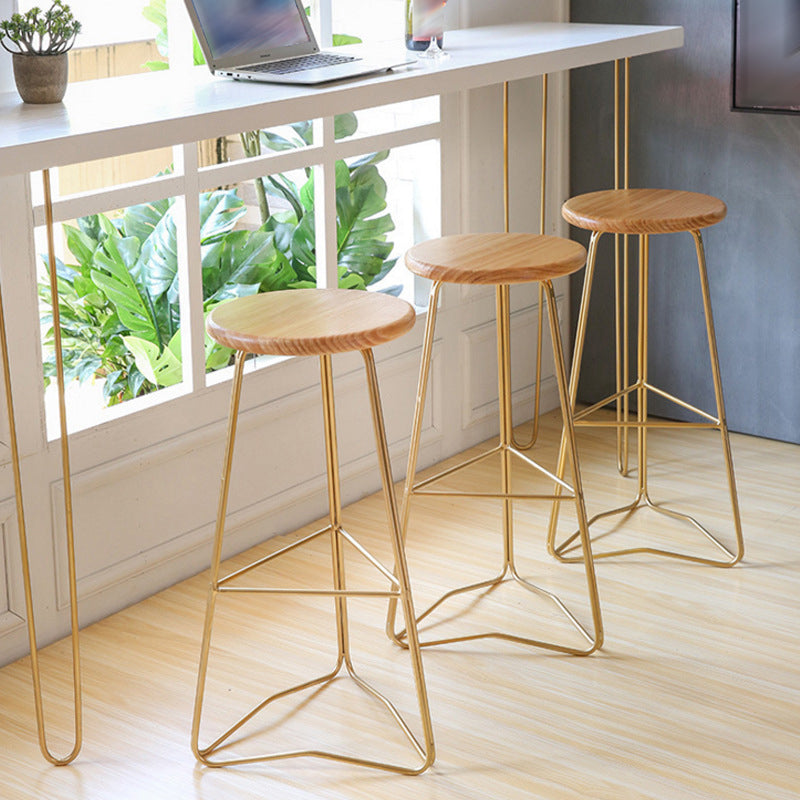 Contemporary Bar and Counter Stool Backless Stool with Metal Base