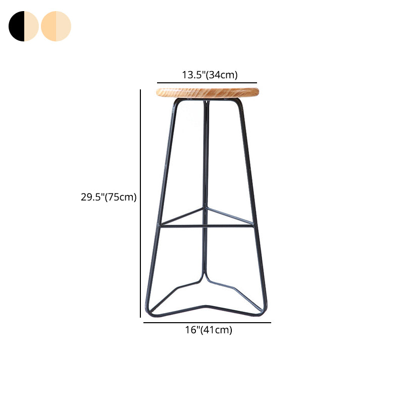 Contemporary Bar and Counter Stool Backless Stool with Metal Base