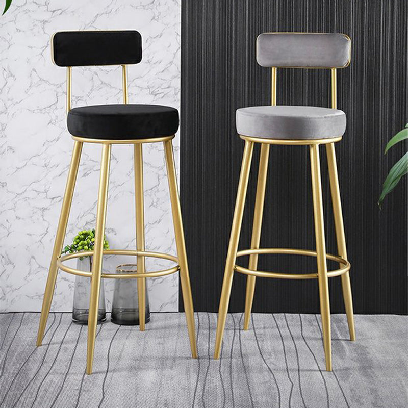 Scandinavian Upholstered Bar Stools Luxury Counter Stools with Metal Legs