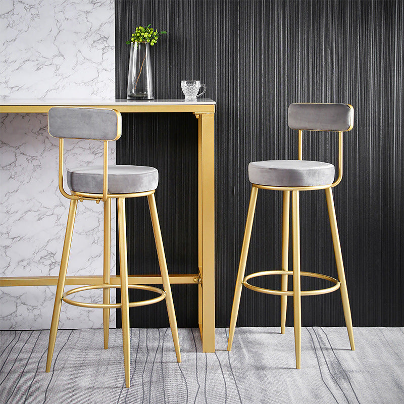 Scandinavian Upholstered Bar Stools Luxury Counter Stools with Metal Legs