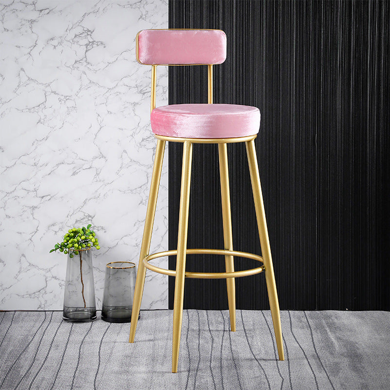 Scandinavian Upholstered Bar Stools Luxury Counter Stools with Metal Legs