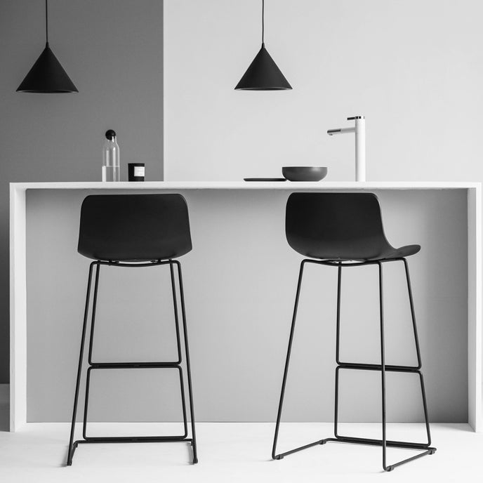 Modern Style Plastic Armless Stools Low Back Counter Stools with Metal Base