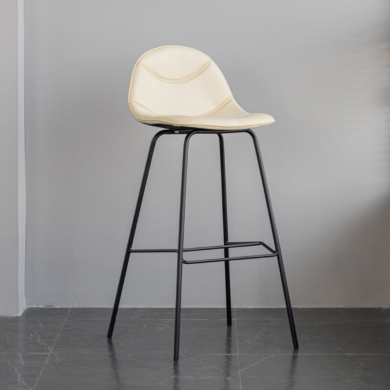 Minimalist Style Leather Counter Stool Low Back Stools with Metal Legs