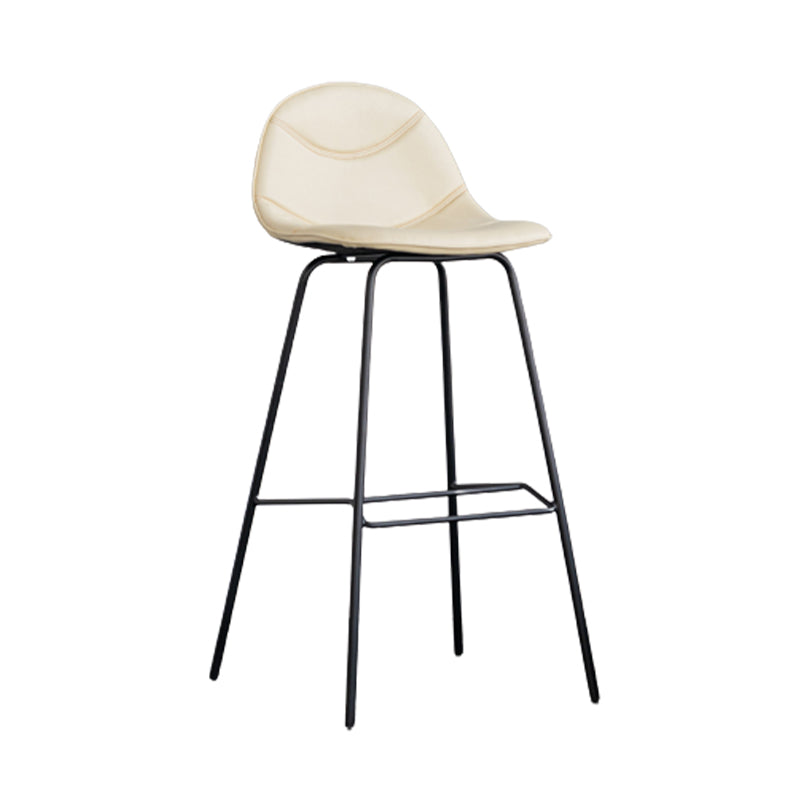 Minimalist Style Leather Counter Stool Low Back Stools with Metal Legs