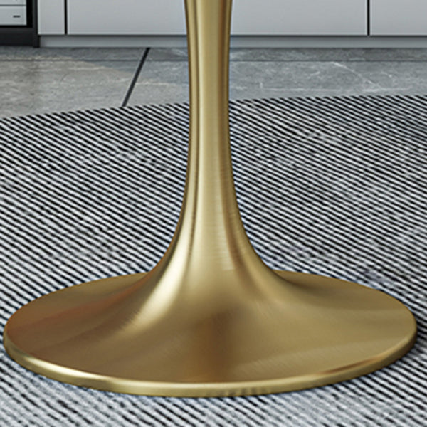 Round Luxury Dining Table White Fixed Table with Sintered Stone