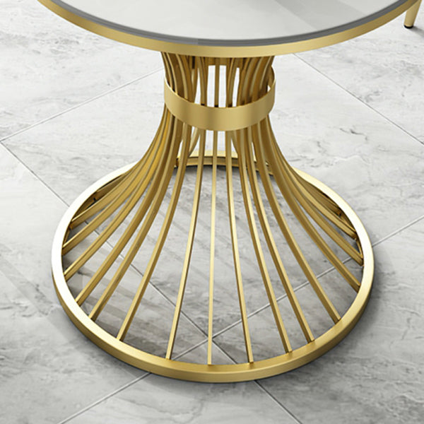 Round Luxury Dining Table White Fixed Table with Sintered Stone