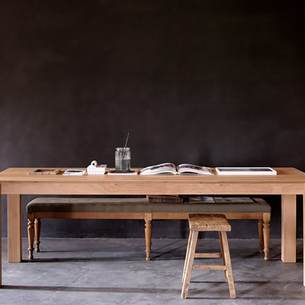 Rectangle Retro Modern Dining Table Fixed Table with Ashwood Solid Wood
