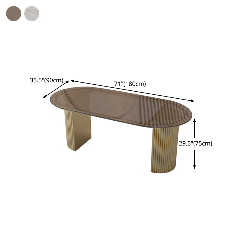 Traditional Luxury Dining Table Oval Double Pedestal Dining Table