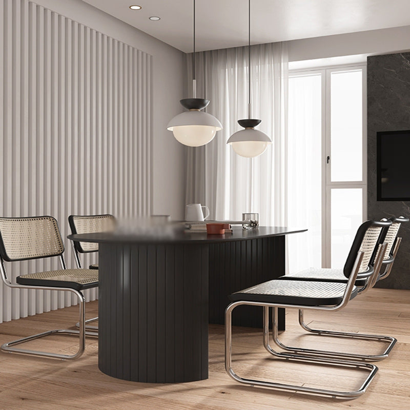 Irregular Shape Dining Table for Restaurant Solid Wood Island Table with Double Pedestal