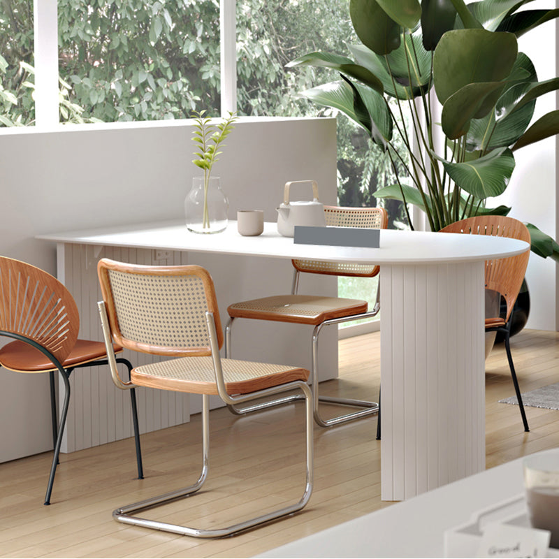 Irregular Shape Dining Table for Restaurant Solid Wood Island Table with Double Pedestal