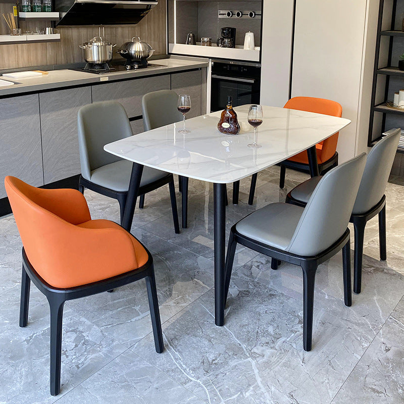 Modern Rectangle Stone Table Standard Height Table Dining Table with 4 Legs