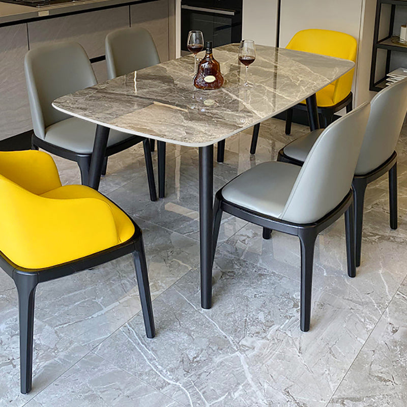 Modern Rectangle Stone Table Standard Height Table Dining Table with 4 Legs