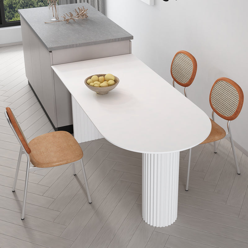 Irregular Shape White Table for Restaurant Modern Island Table with Double Pedestal