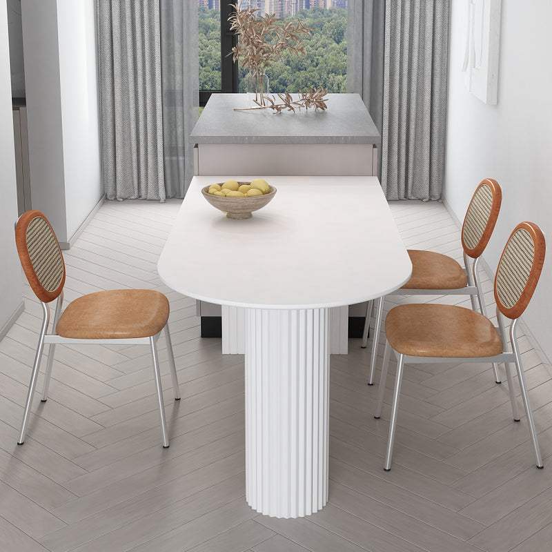Irregular Shape White Table for Restaurant Modern Island Table with Double Pedestal