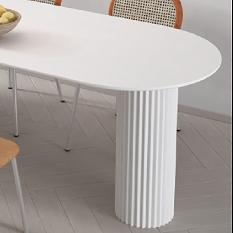 Irregular Shape White Table for Restaurant Modern Island Table with Double Pedestal