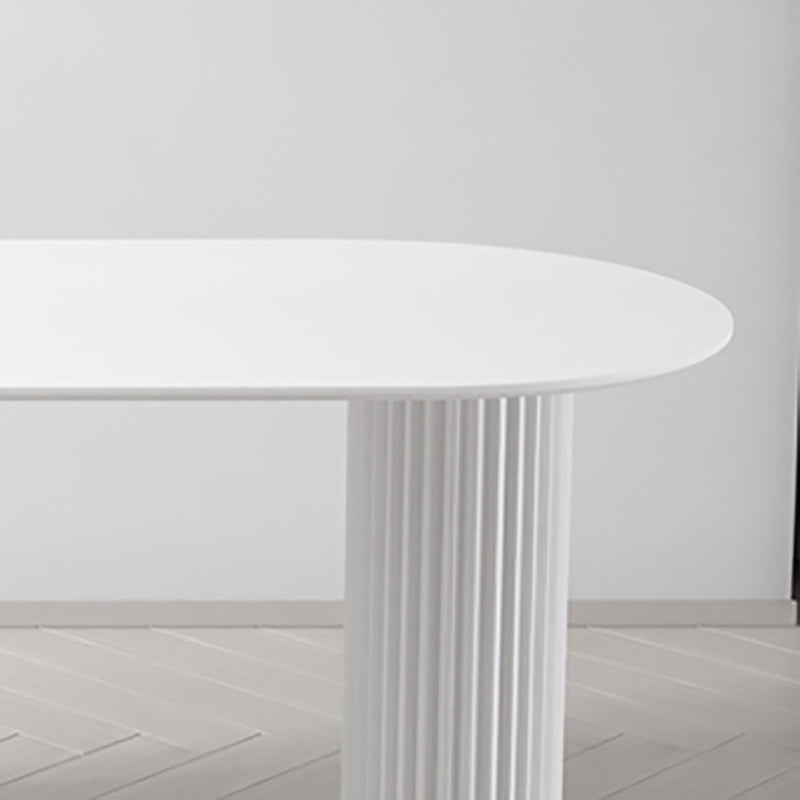 Irregular Shape White Table for Restaurant Modern Island Table with Double Pedestal