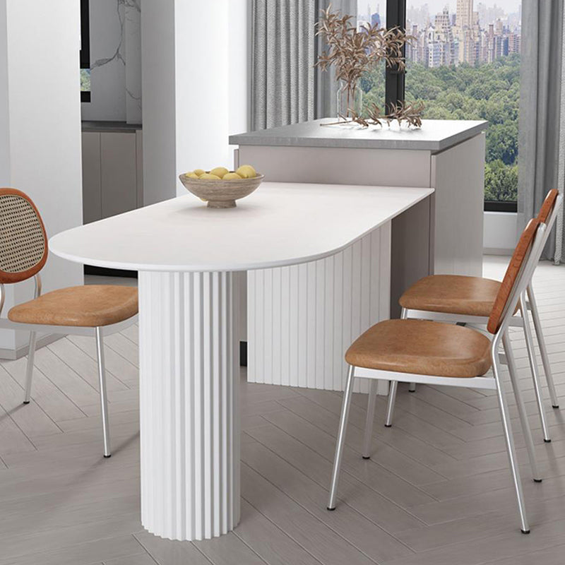 Irregular Shape White Table for Restaurant Modern Island Table with Double Pedestal