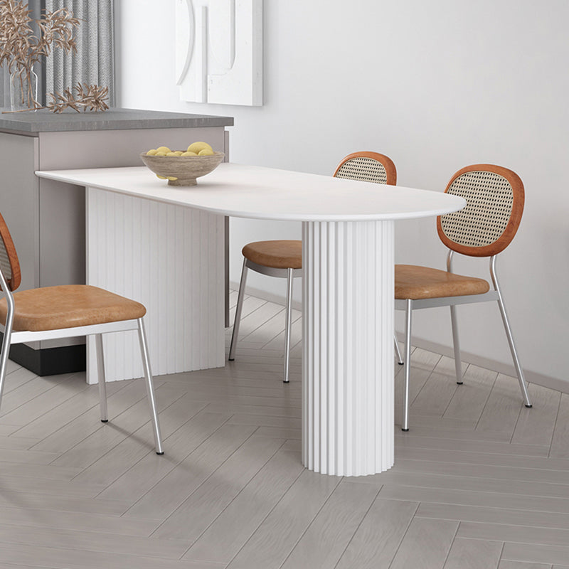 Irregular Shape White Table for Restaurant Modern Island Table with Double Pedestal