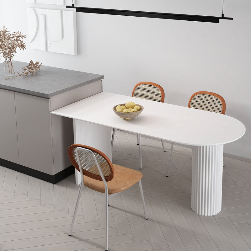 Irregular Shape White Table for Restaurant Modern Island Table with Double Pedestal