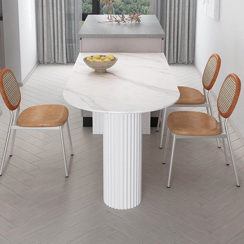 Irregular Shape White Table for Restaurant Modern Island Table with Double Pedestal