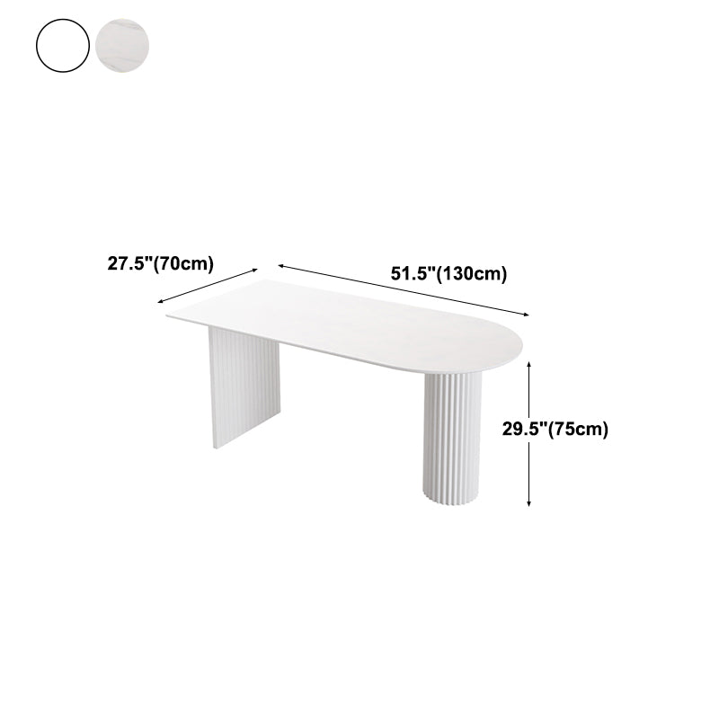 Irregular Shape White Table for Restaurant Modern Island Table with Double Pedestal