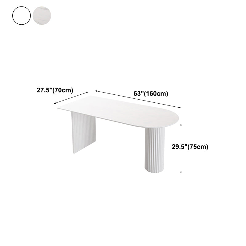 Irregular Shape White Table for Restaurant Modern Island Table with Double Pedestal