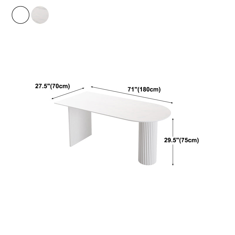 Irregular Shape White Table for Restaurant Modern Island Table with Double Pedestal